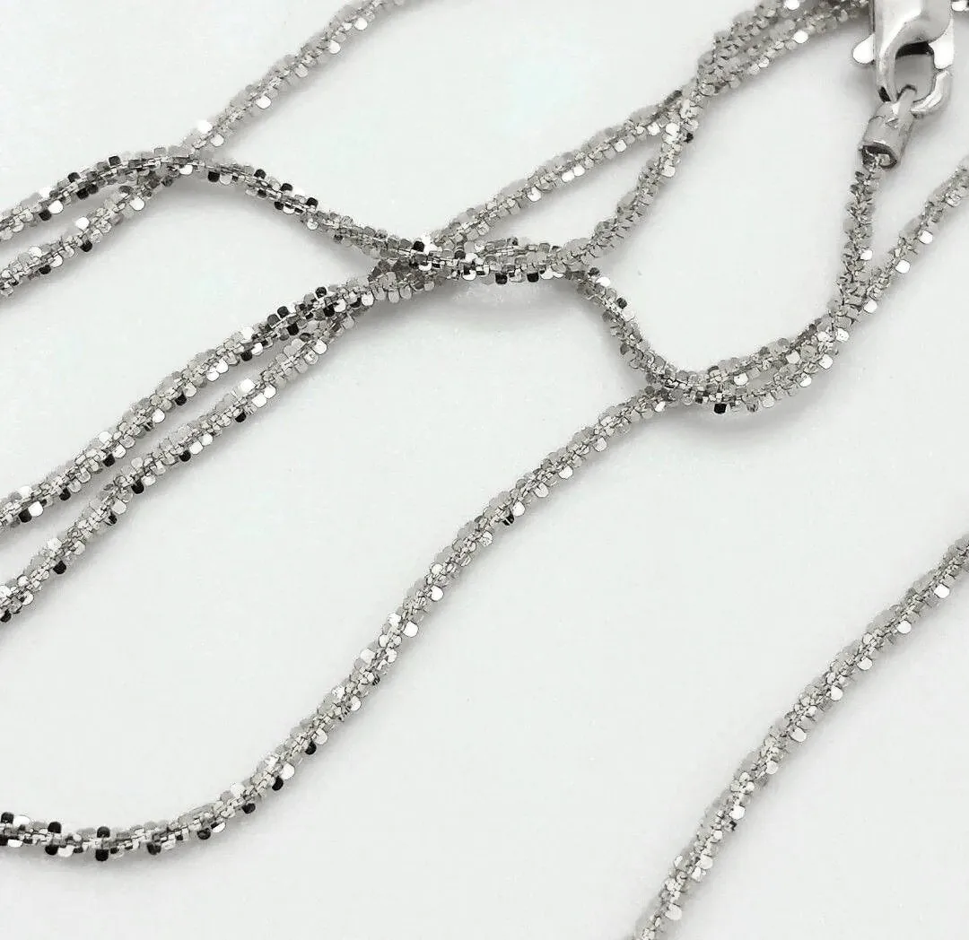 14K White Gold 1.5mm Sparkle Chain