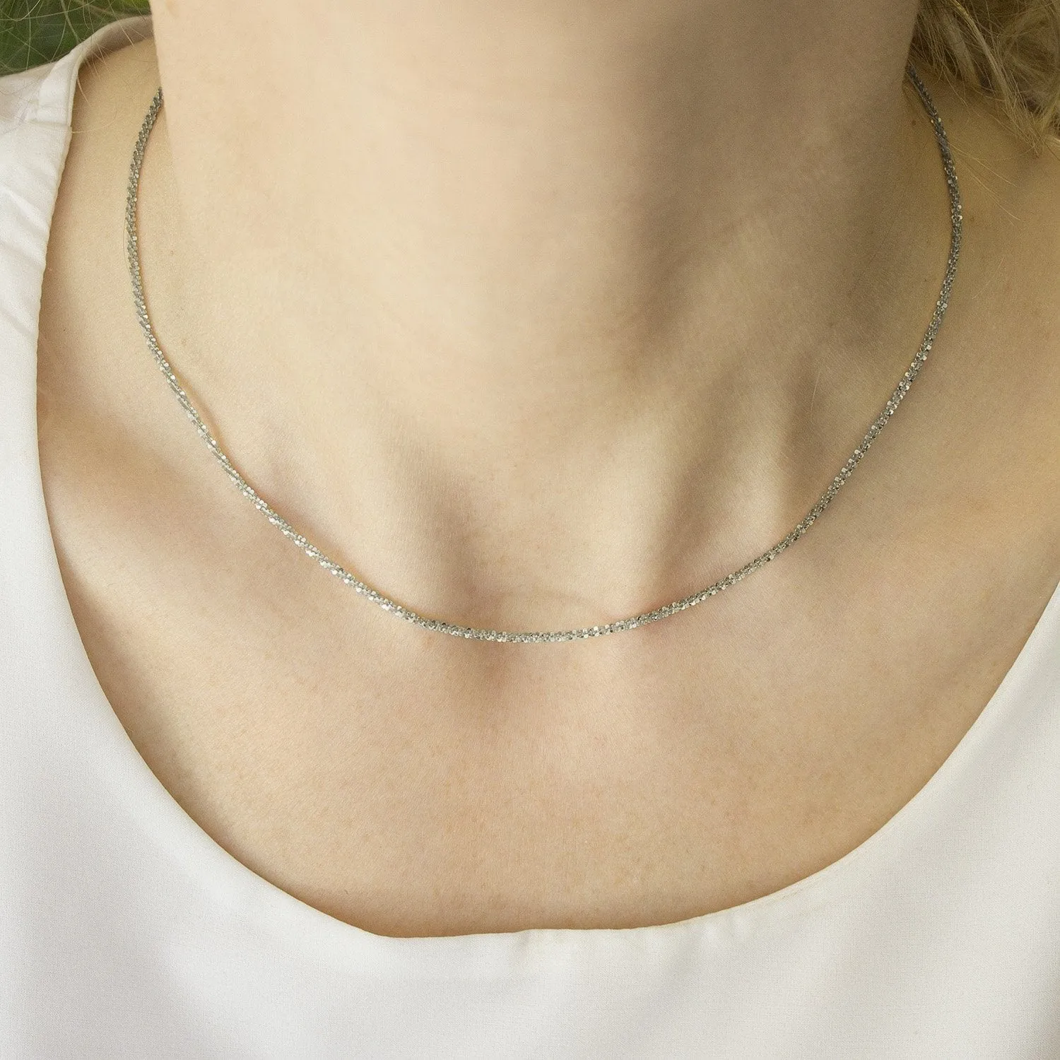 14K White Gold 1.5mm Sparkle Chain
