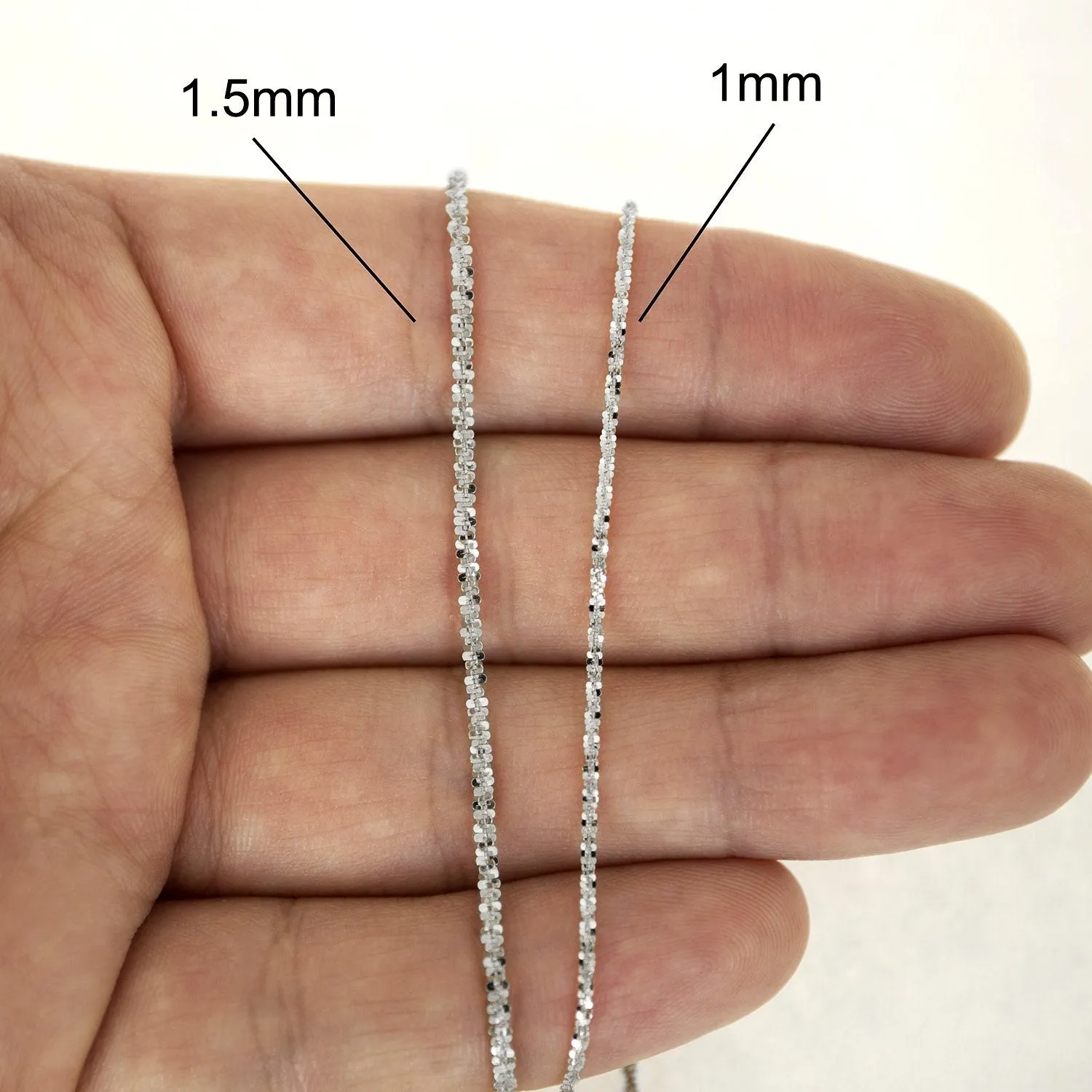 14K White Gold 1.5mm Sparkle Chain