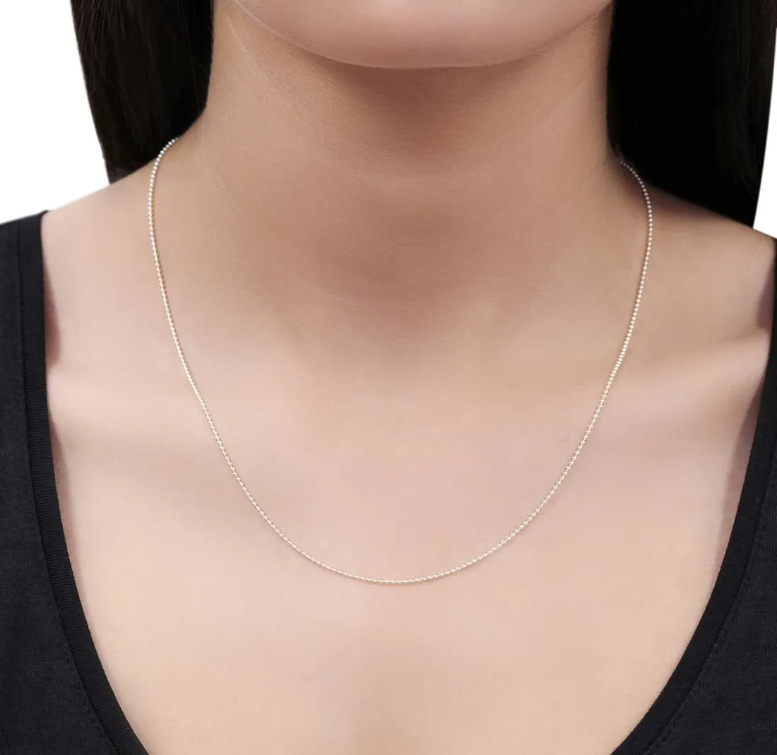 14K White Gold 1mm Ball Bead Chain