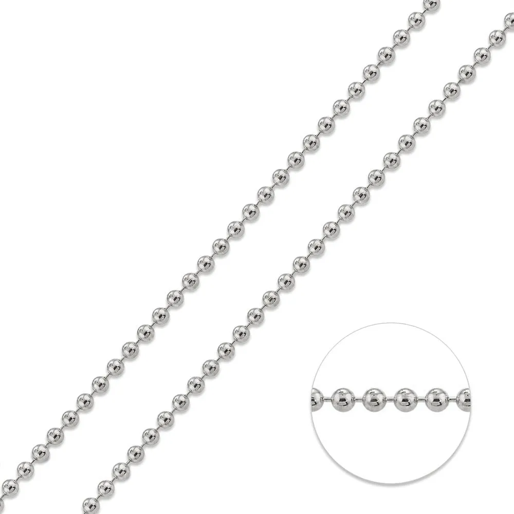 14K White Gold 1mm Ball Bead Chain