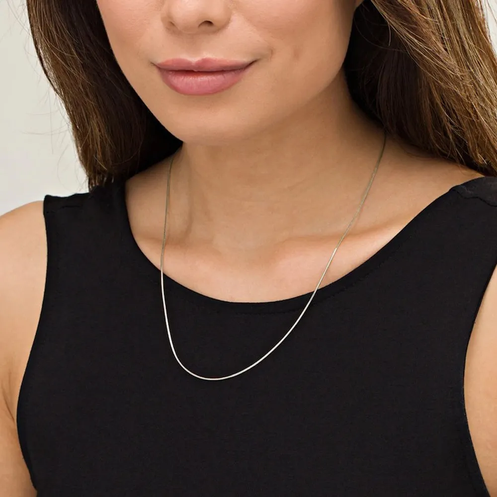 14K White Gold 1mm Octagonal Snake Chain