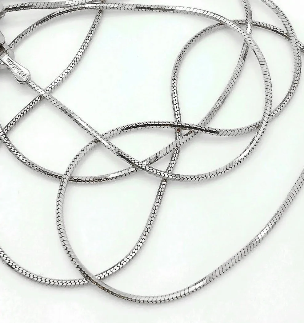 14K White Gold 1mm Octagonal Snake Chain