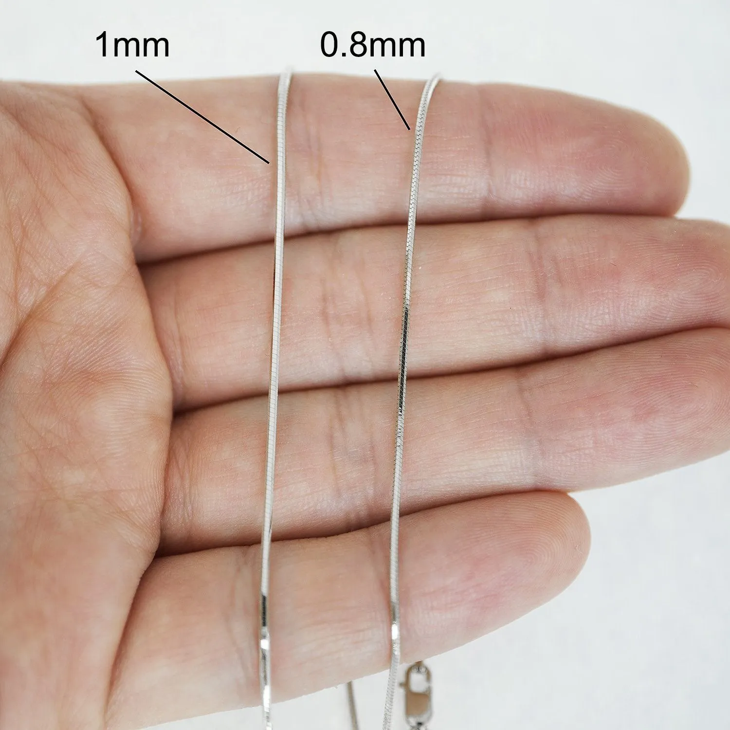 14K White Gold 1mm Octagonal Snake Chain