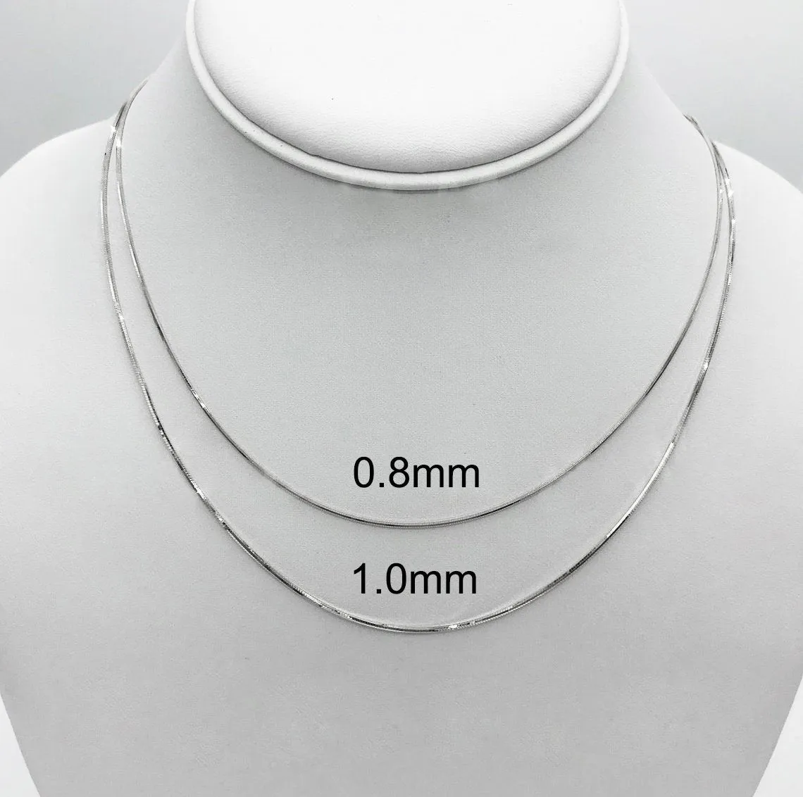 14K White Gold 1mm Octagonal Snake Chain
