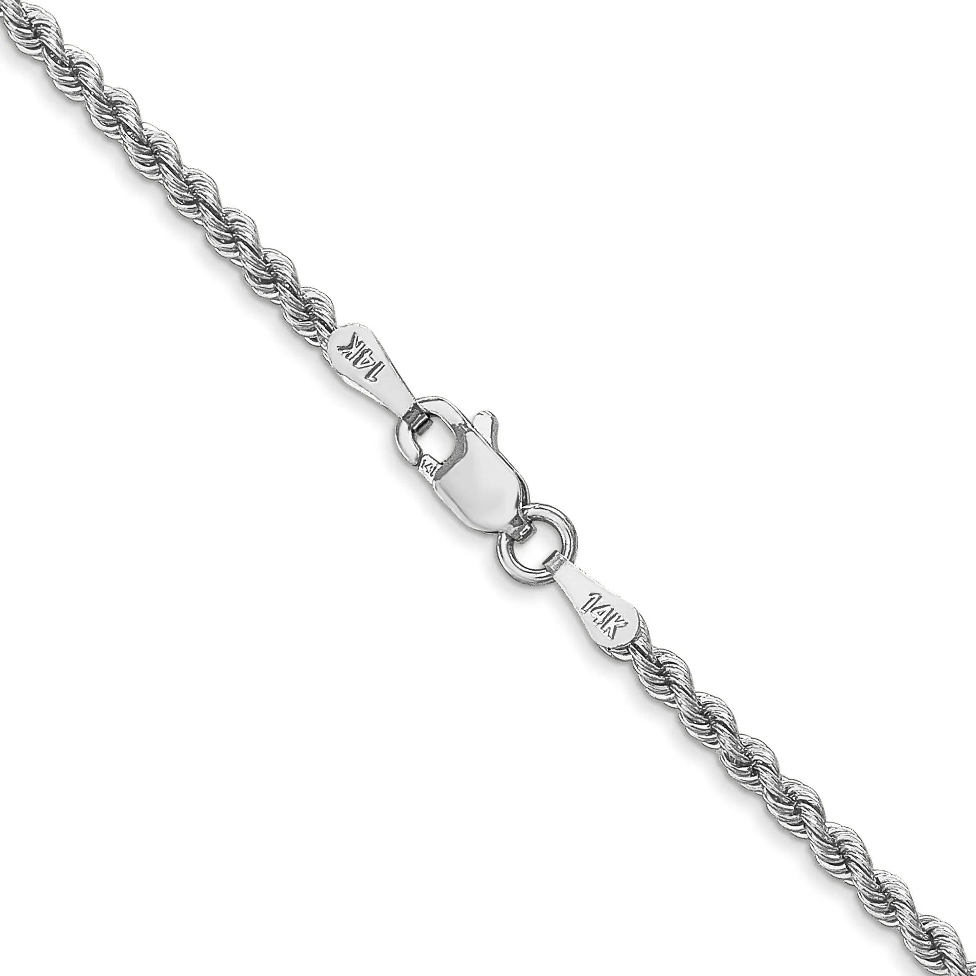 14k White Gold 2.25mm Handmade Rope Chain