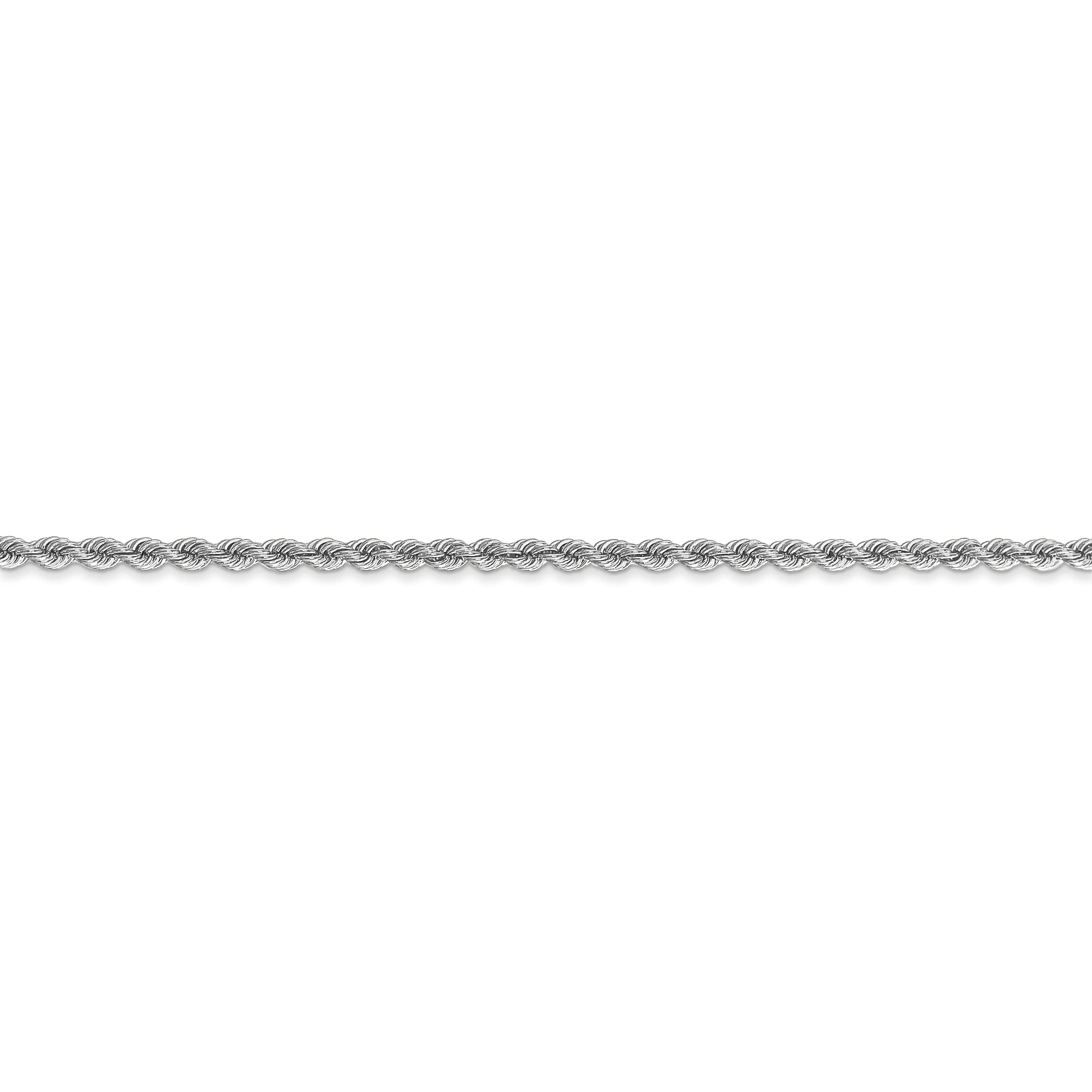 14k White Gold 2.25mm Handmade Rope Chain