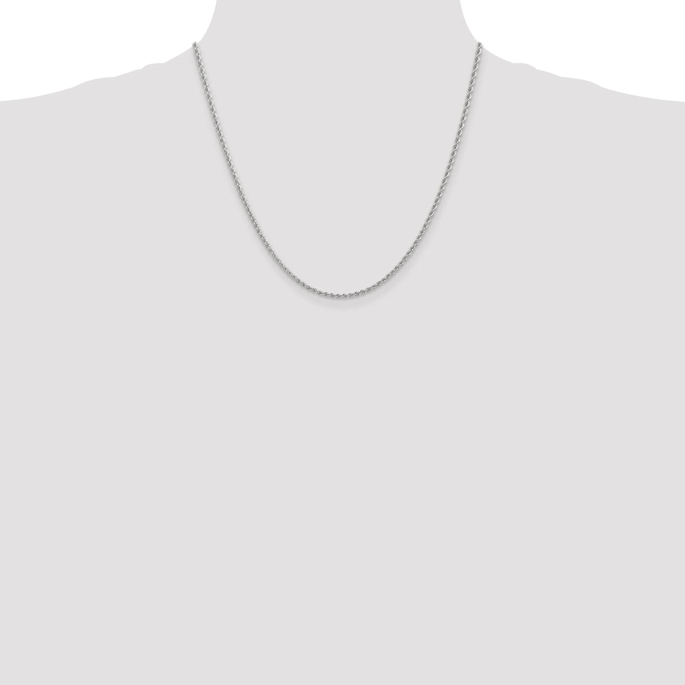 14k White Gold 2.25mm Handmade Rope Chain