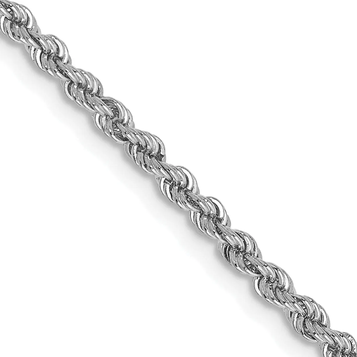 14k White Gold 2.25mm Handmade Rope Chain