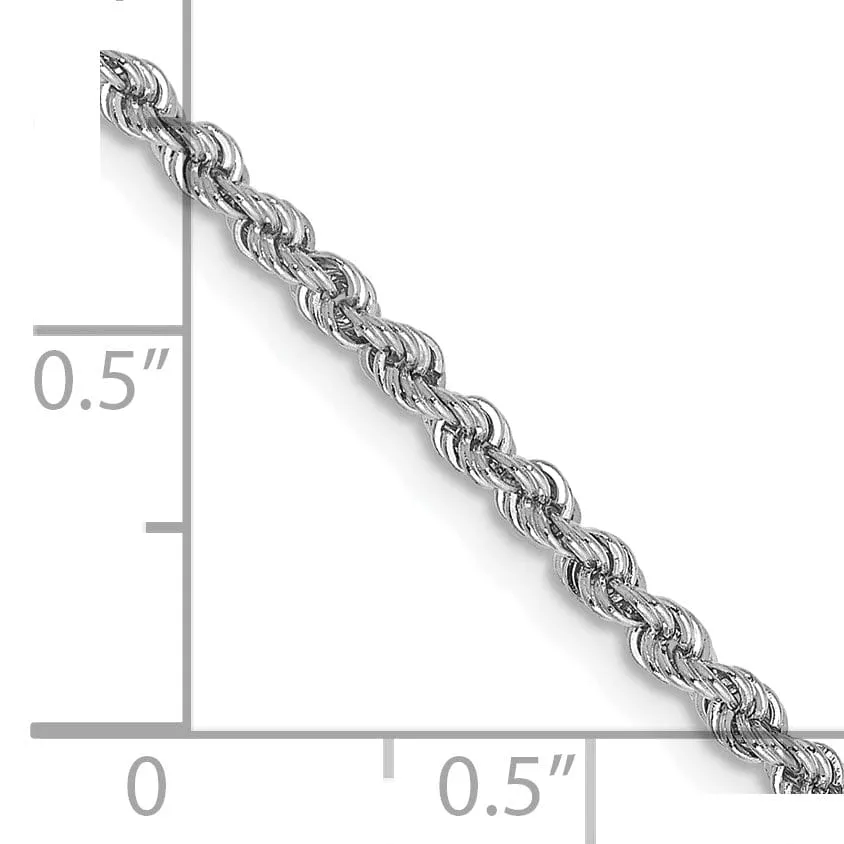 14k White Gold 2.25mm Handmade Rope Chain