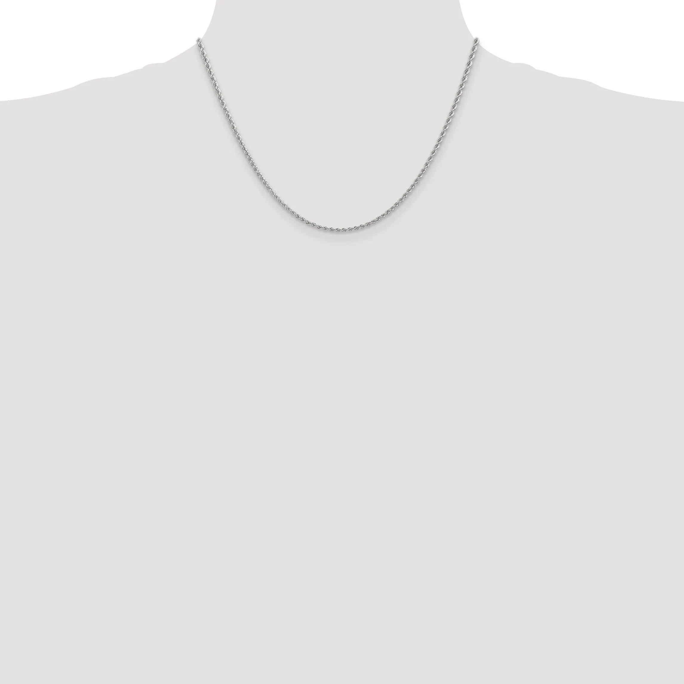 14k White Gold 2.25mm Handmade Rope Chain
