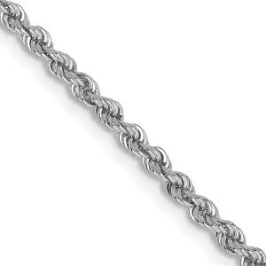 14k White Gold 2.25mm Handmade Rope Chain