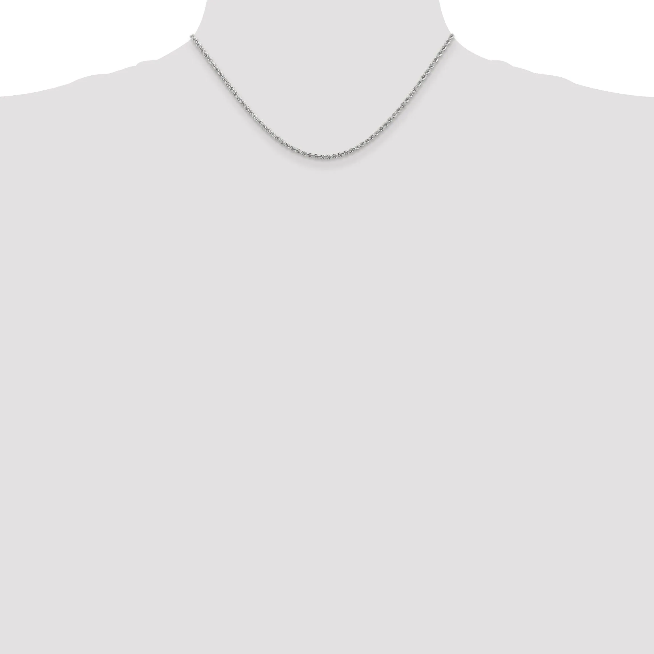 14k White Gold 2.25mm Handmade Rope Chain