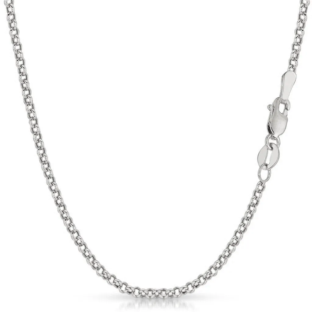 14K White Gold 2.5mm Rolo Chain