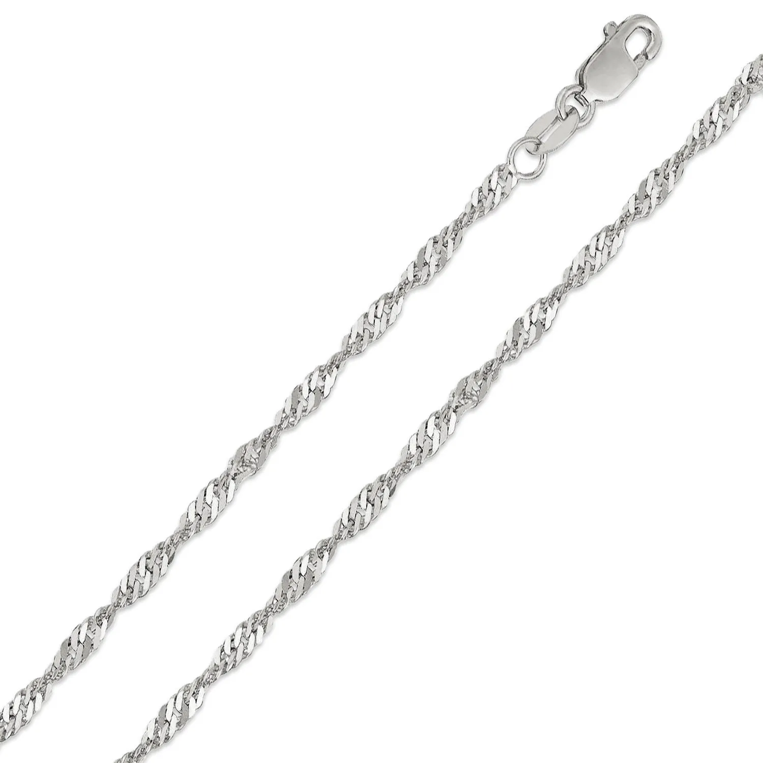 14K White Gold 2mm Singapore Chain