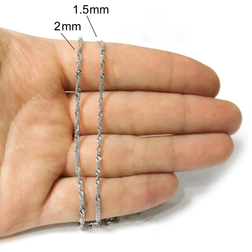 14K White Gold 2mm Singapore Chain
