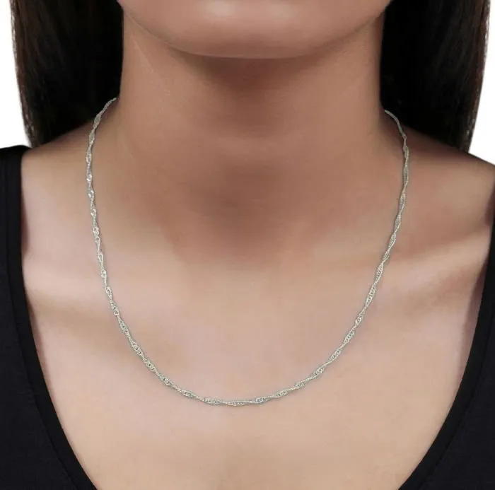 14K White Gold 2mm Singapore Chain