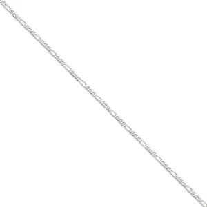 14k White Gold 3.00-mm Flat Solid Figaro Chain