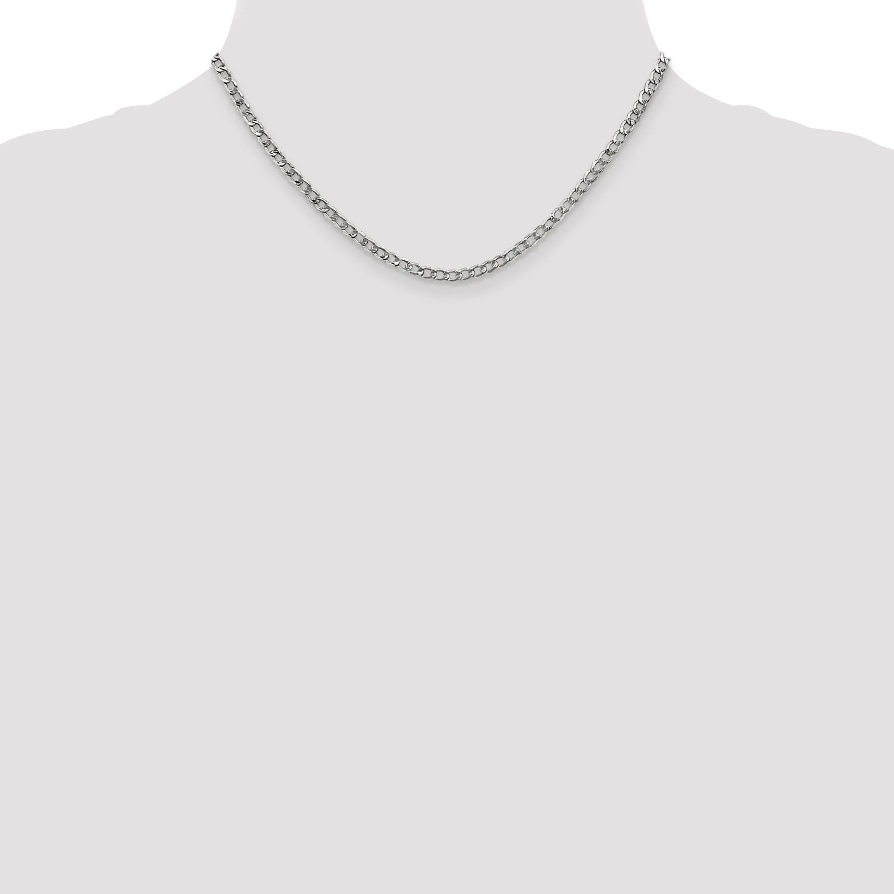 14k White Gold 3.35m Semi Solid Curb Link Chain