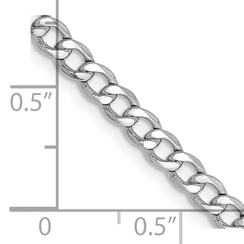 14k White Gold 3.35m Semi Solid Curb Link Chain