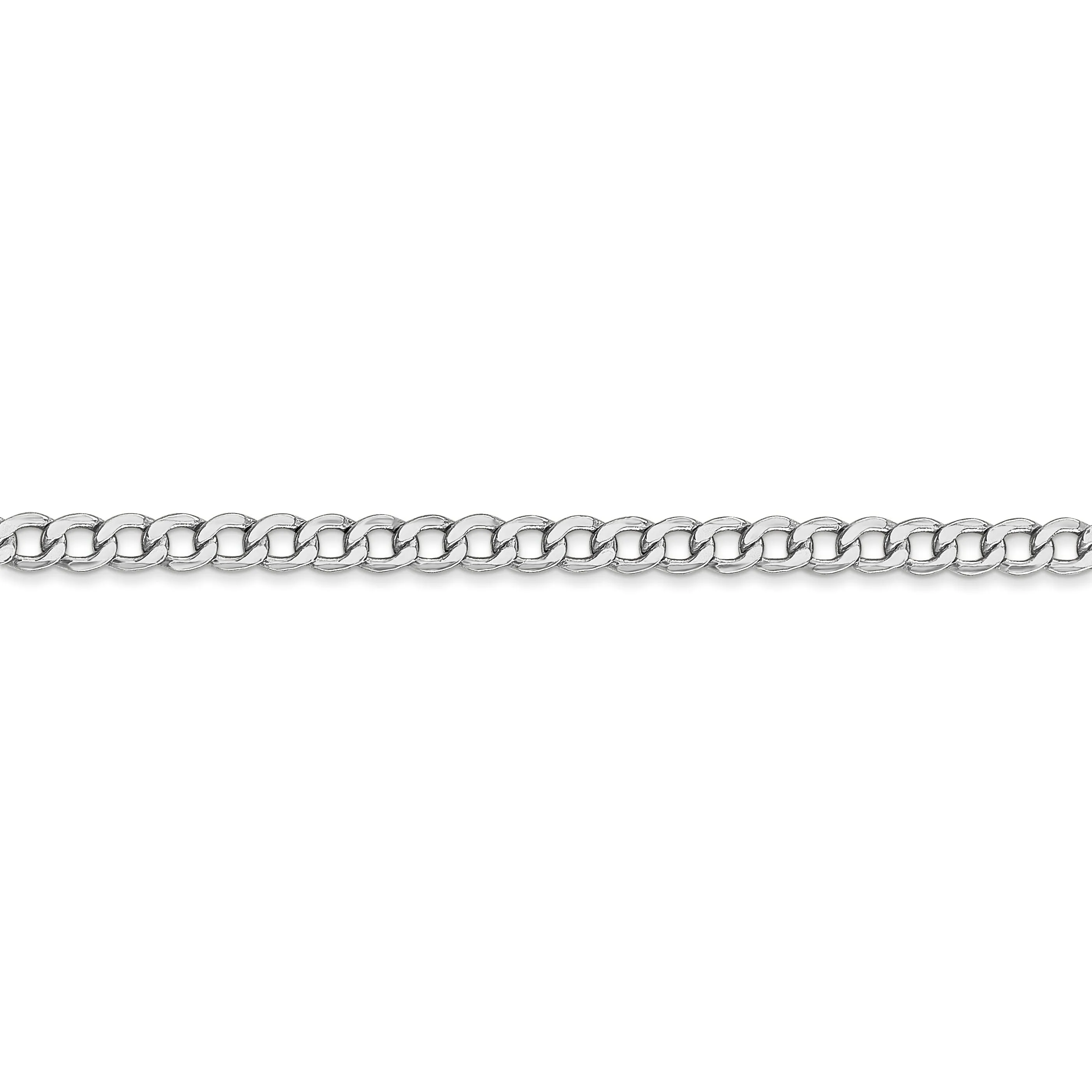 14k White Gold 3.35m Semi Solid Curb Link Chain