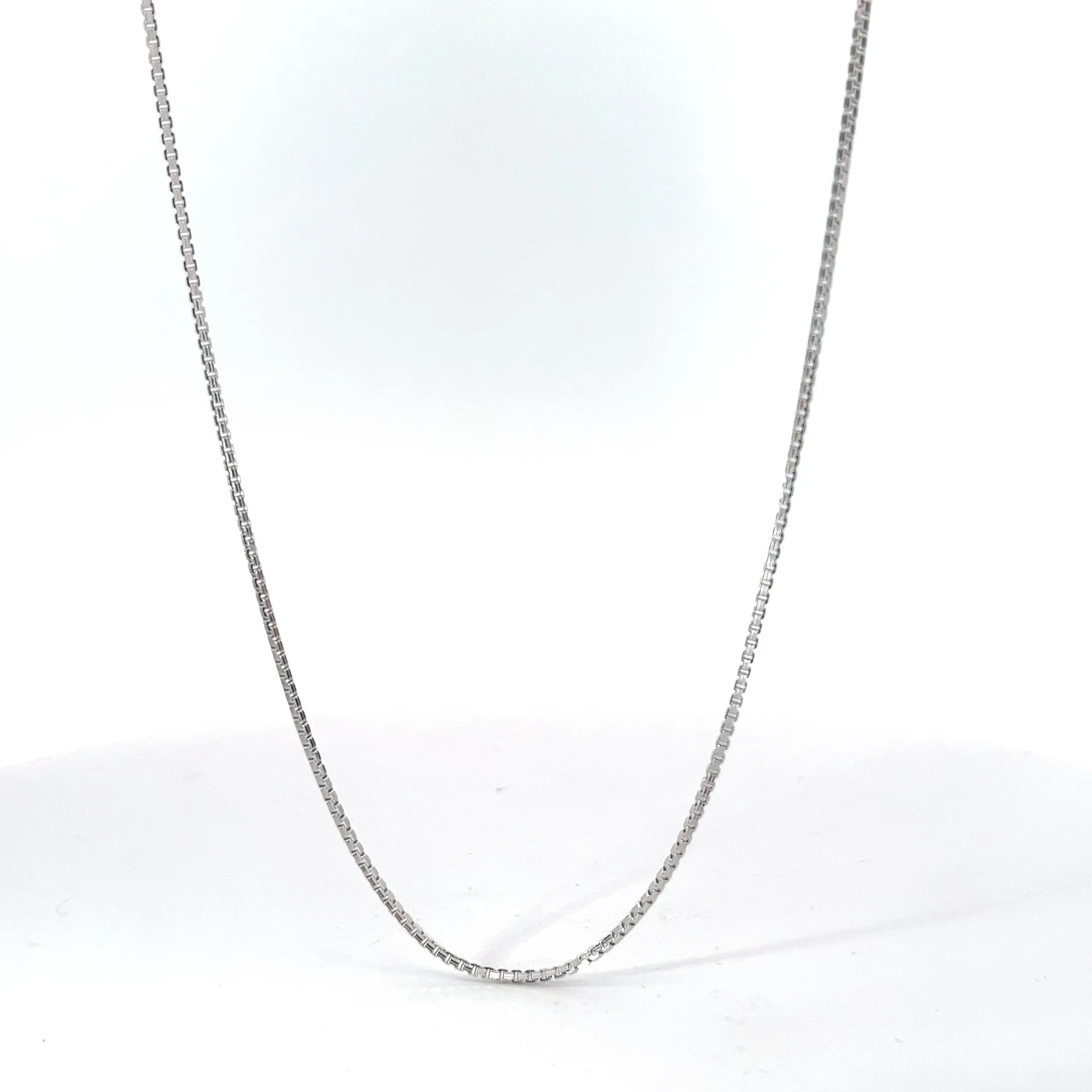 14k White Gold 4.3 Gram Box Link Necklace 24" inch 1.1 mm