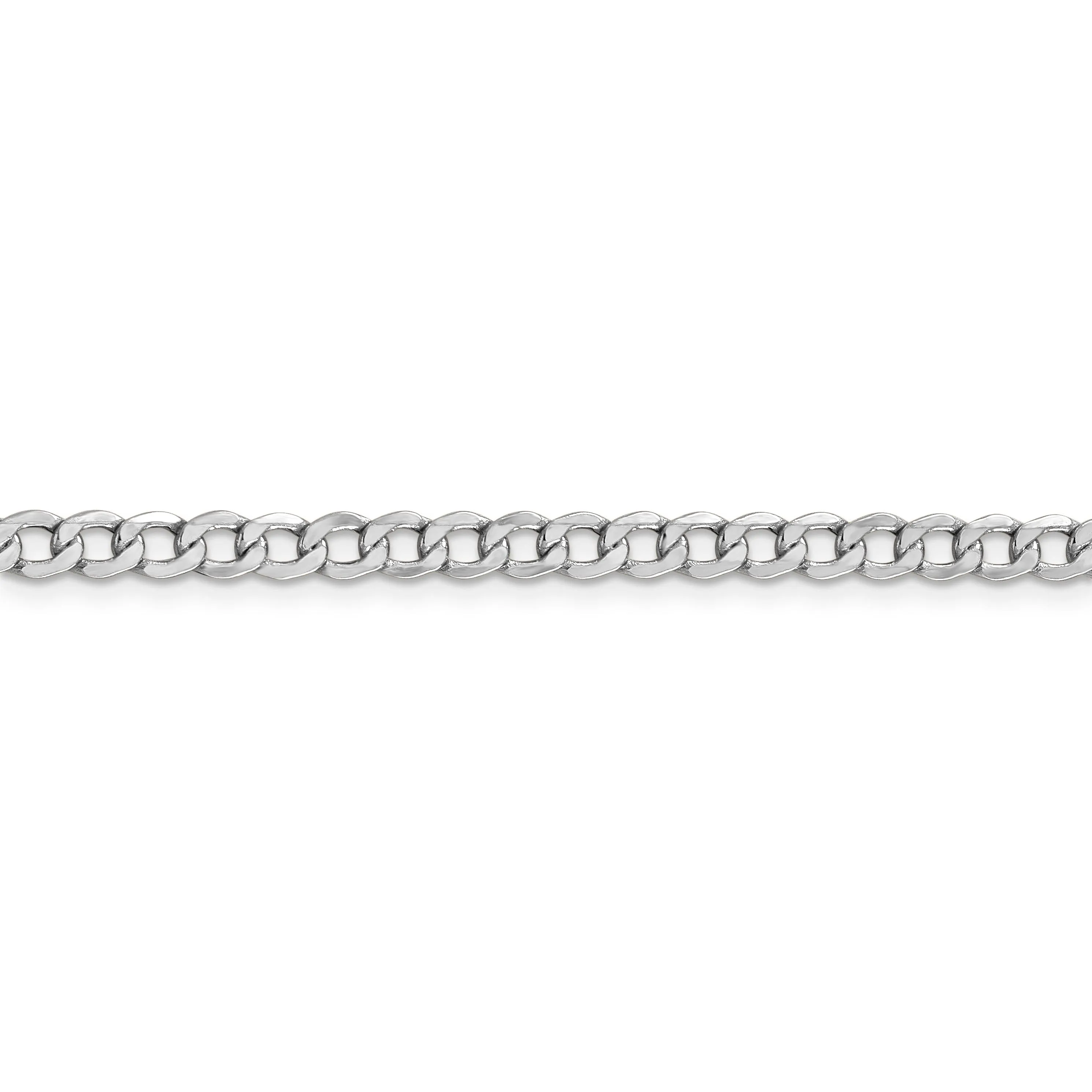 14k White Gold 4.30m Semi Solid Curb Link Chain