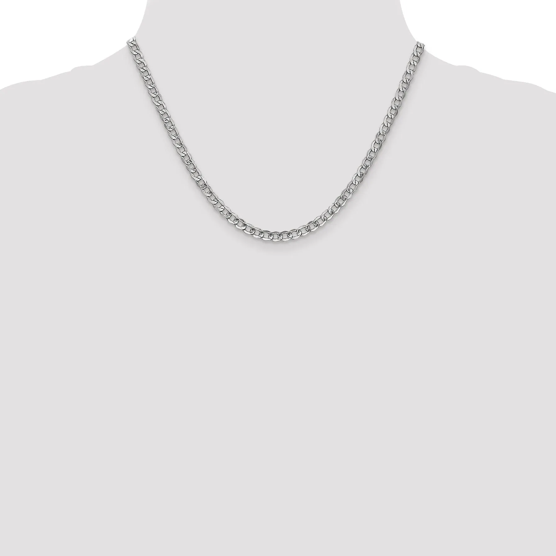 14k White Gold 4.30m Semi Solid Curb Link Chain