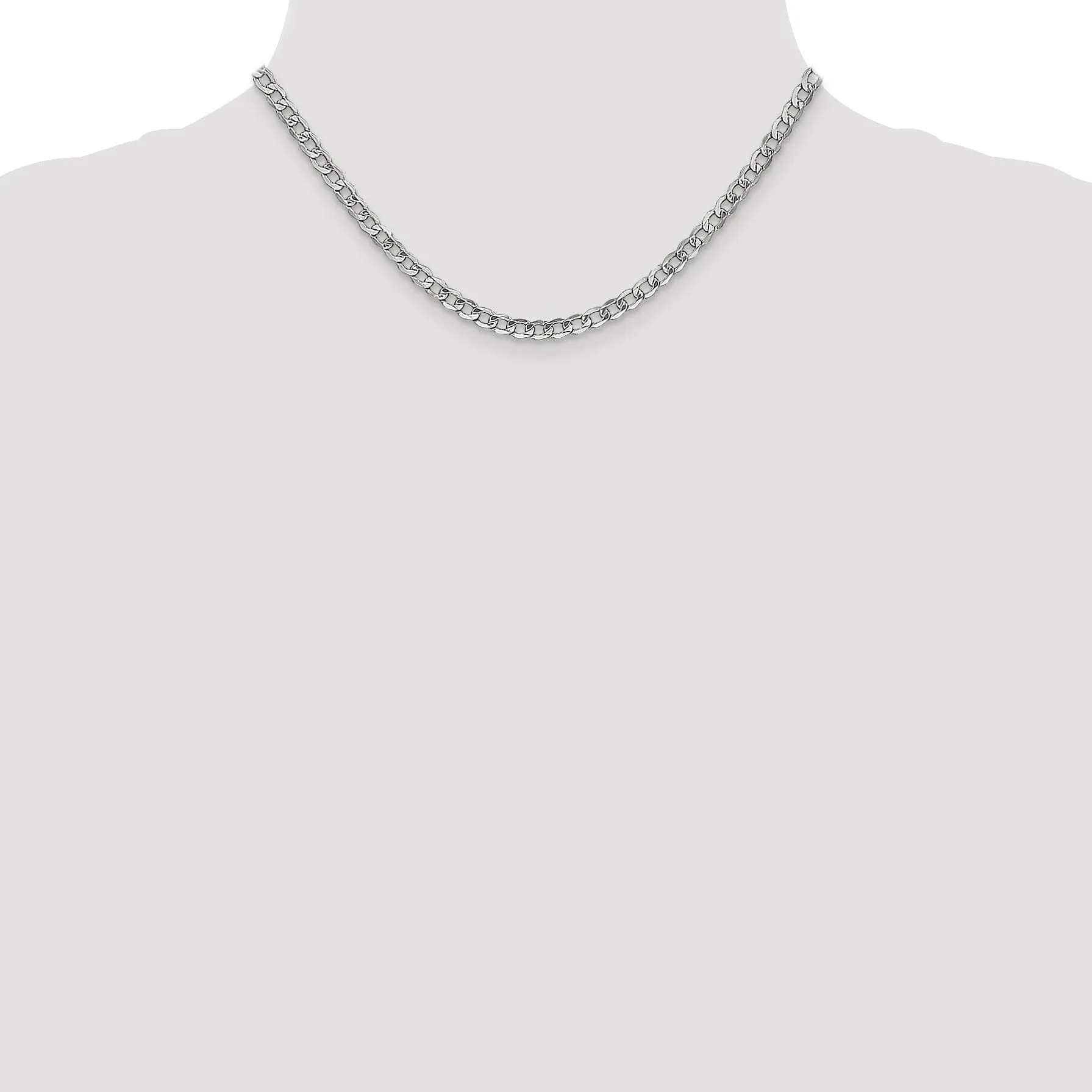 14k White Gold 4.30m Semi Solid Curb Link Chain