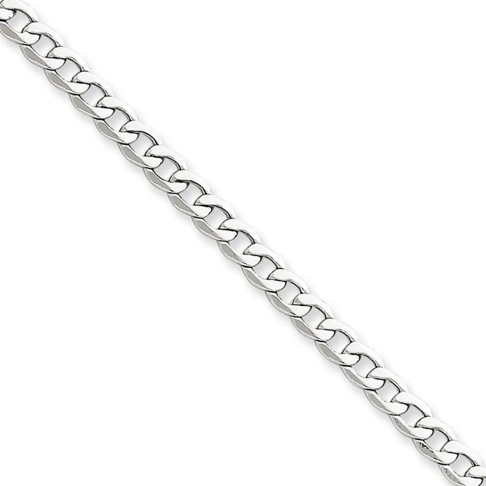 14k White Gold 4.30m Semi Solid Curb Link Chain