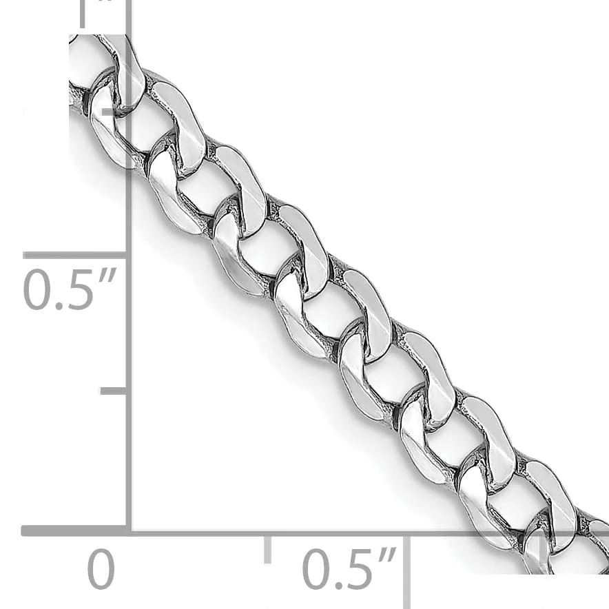 14k White Gold 4.30m Semi Solid Curb Link Chain