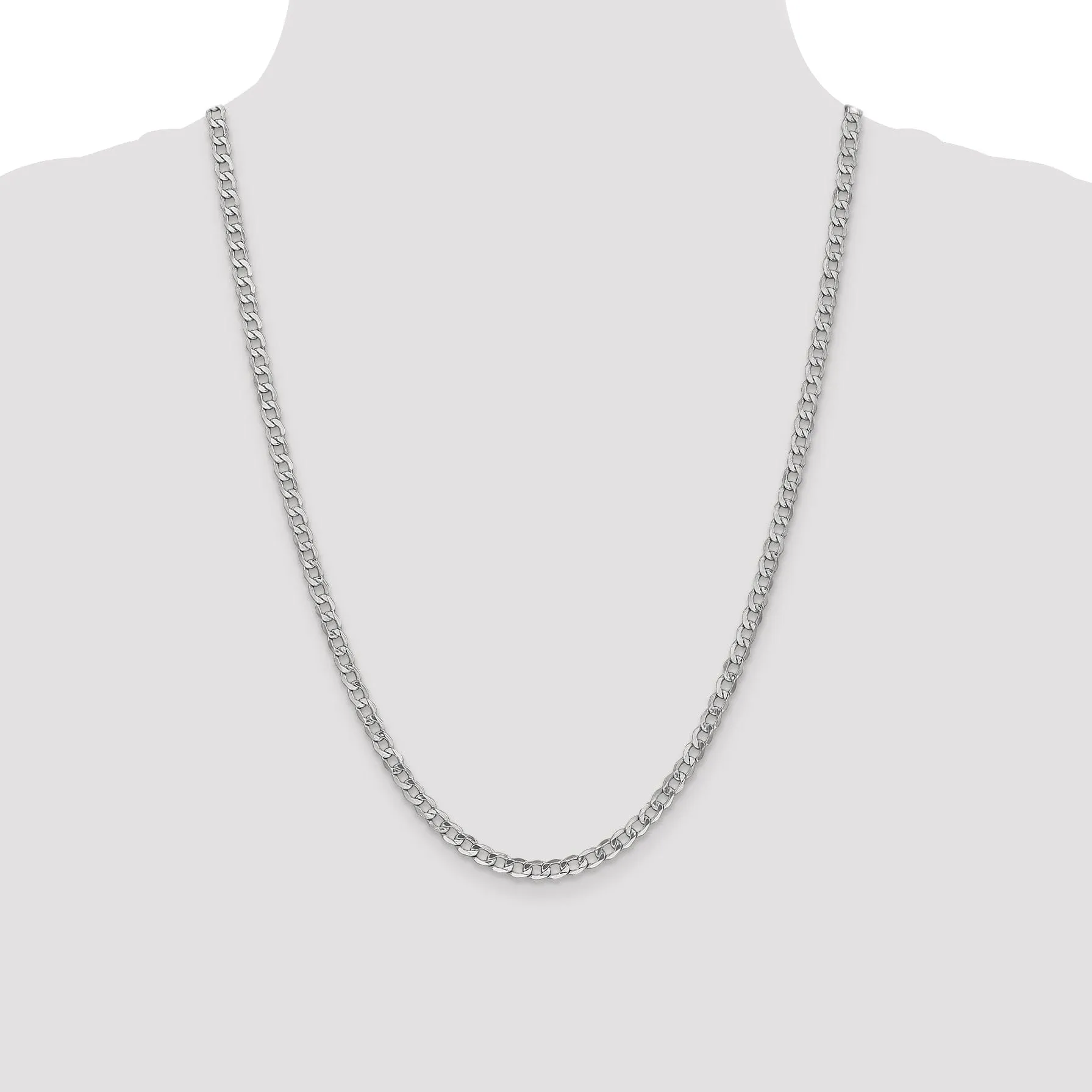 14k White Gold 4.30m Semi Solid Curb Link Chain