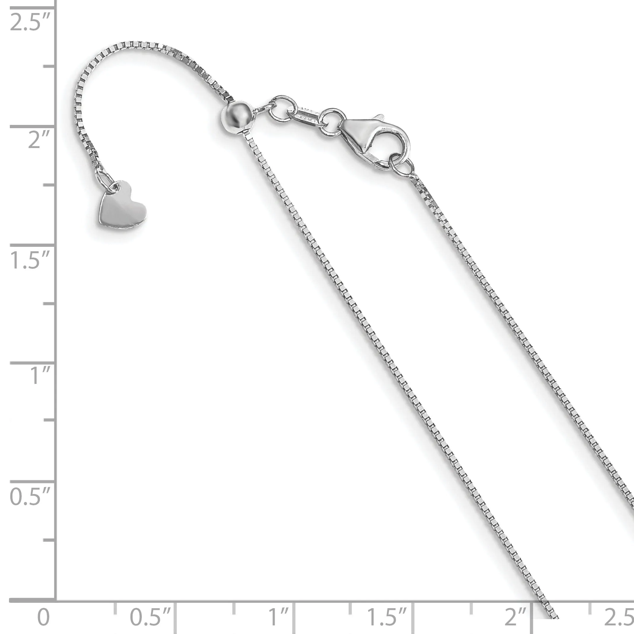 14k White Gold Adjustable .7mm Baby Box Chain