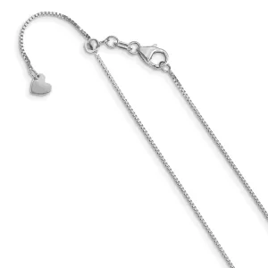 14k White Gold Adjustable .7mm Baby Box Chain