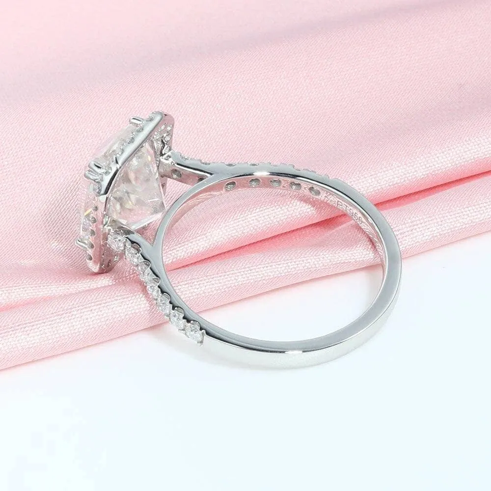 14k White Gold Classic Luxury 5ct 9*11mm Cushion Cut Halo Engagement Ring