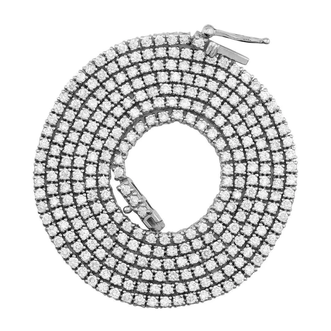 14k White Gold Diamond Tennis Chain 2 mm 4.5 Ctw