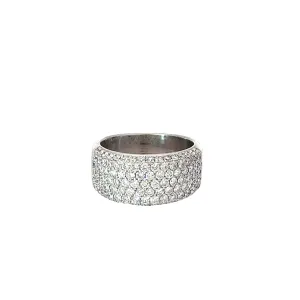 14K WHITE GOLD F VS2 5 ROW DIAMOND SIDE SET UNISEX SIZE 8 RING
