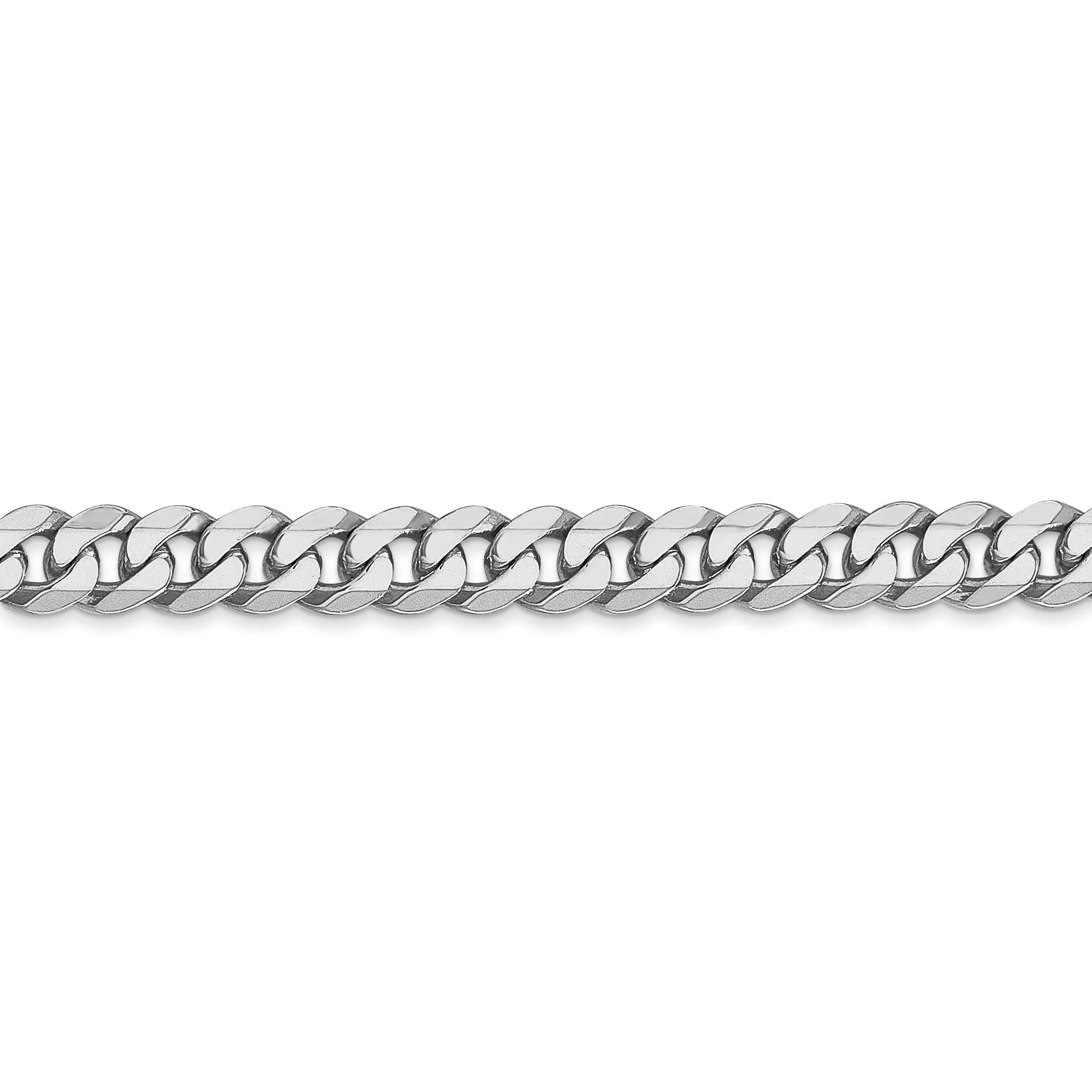 14k White Gold Polished 5.20mm Flat Curb Chain
