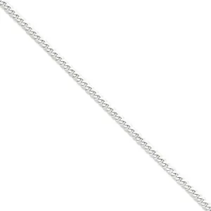 14k White Gold Polished 5.20mm Flat Curb Chain