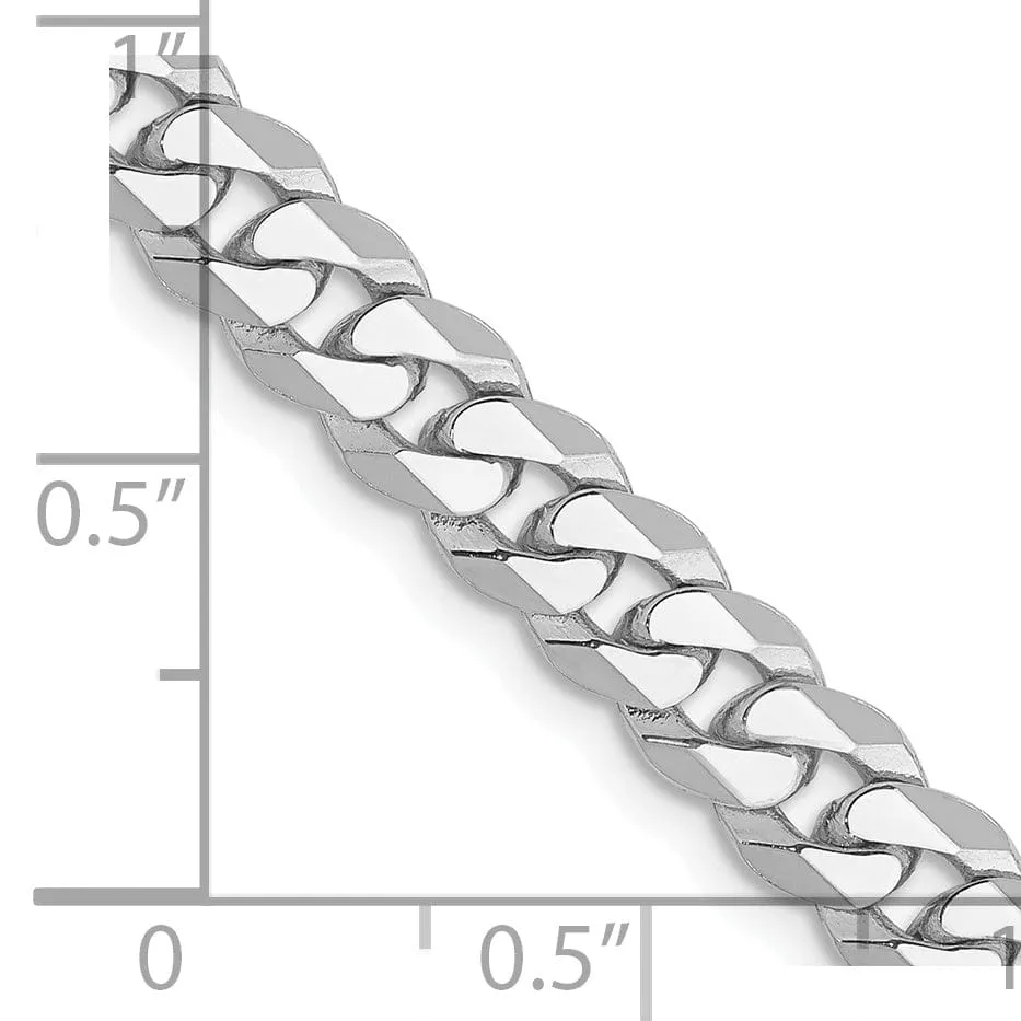 14k White Gold Polished 5.20mm Flat Curb Chain