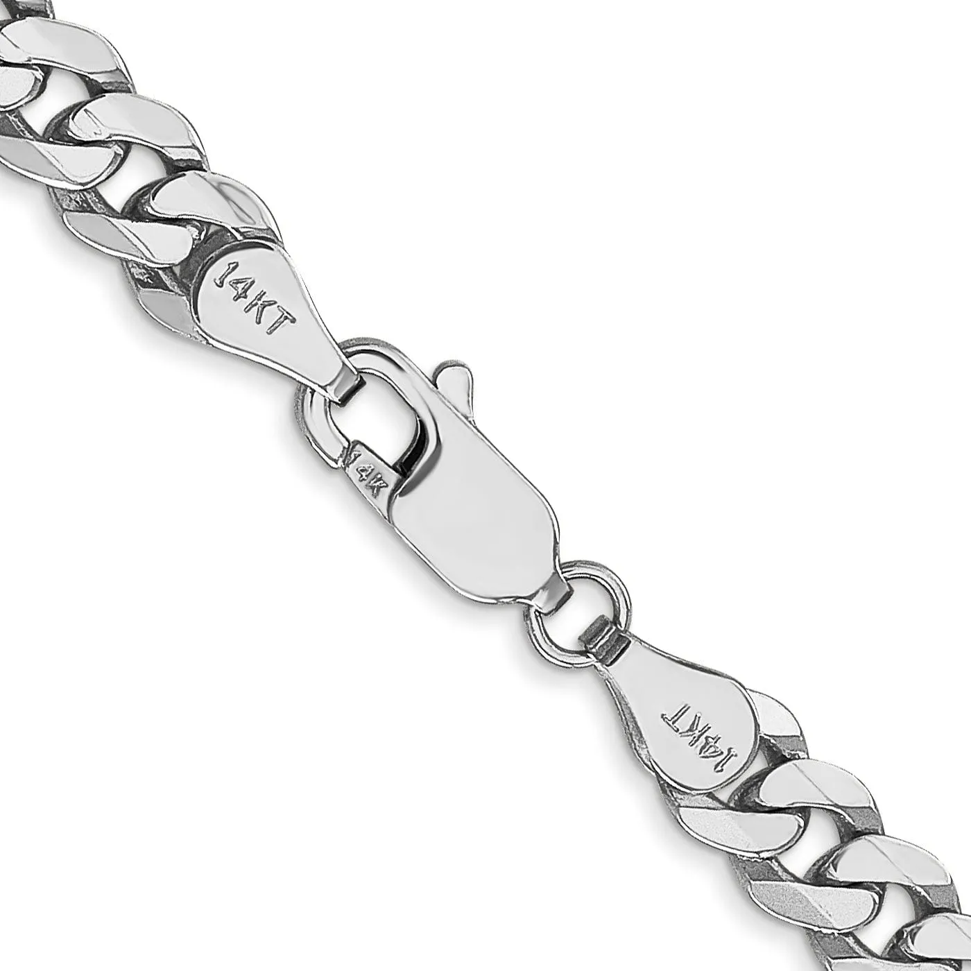 14k White Gold Polished 5.20mm Flat Curb Chain