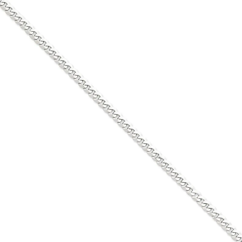 14k White Gold Polished 5.20mm Flat Curb Chain