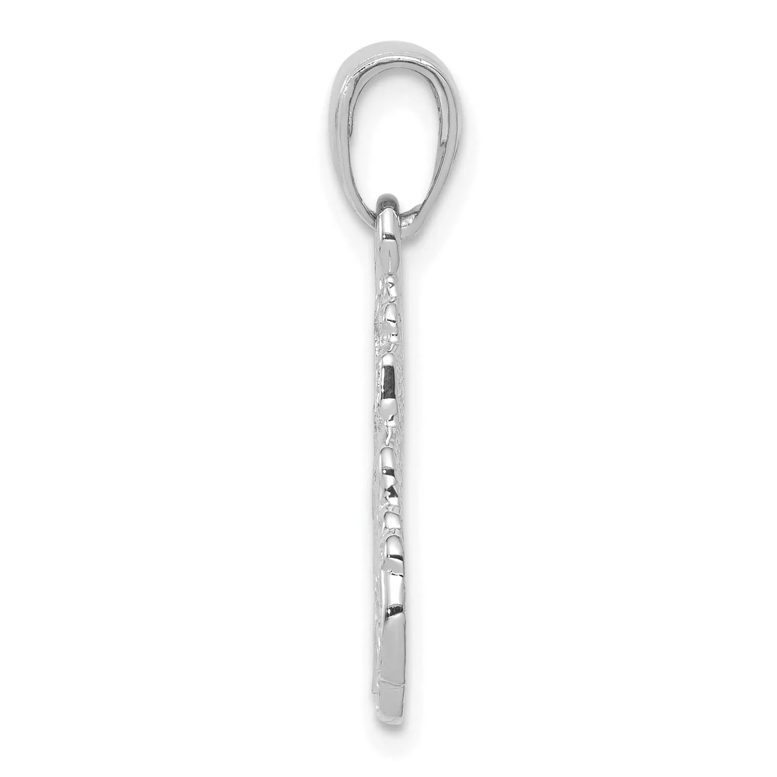 14K White Gold Polished Textured Finish Solid Semi Mack Truck Cab Charm Pendant