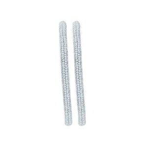 14K White Gold Round Pave-set Diamond Inside Outside Luxury Hoop Earrings 4.00 Cttw