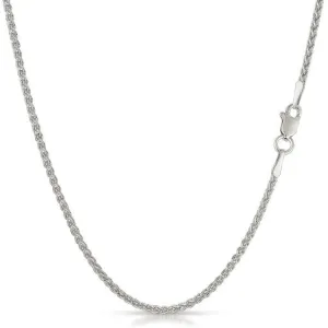 14K White Gold Solid Wheat 1.5mm Chain
