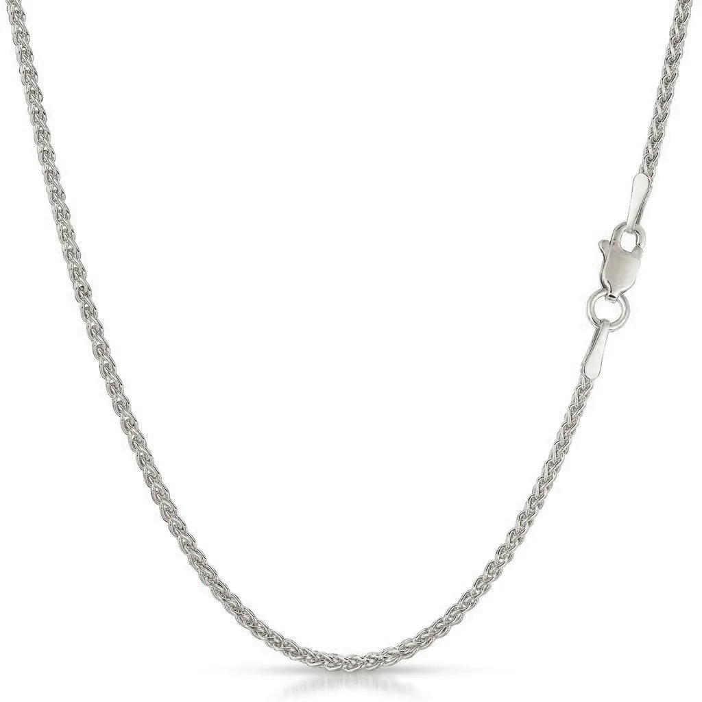 14K White Gold Solid Wheat 1.5mm Chain