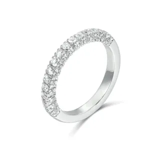 14k White Gold Three Side Half Eternity Wedding Band