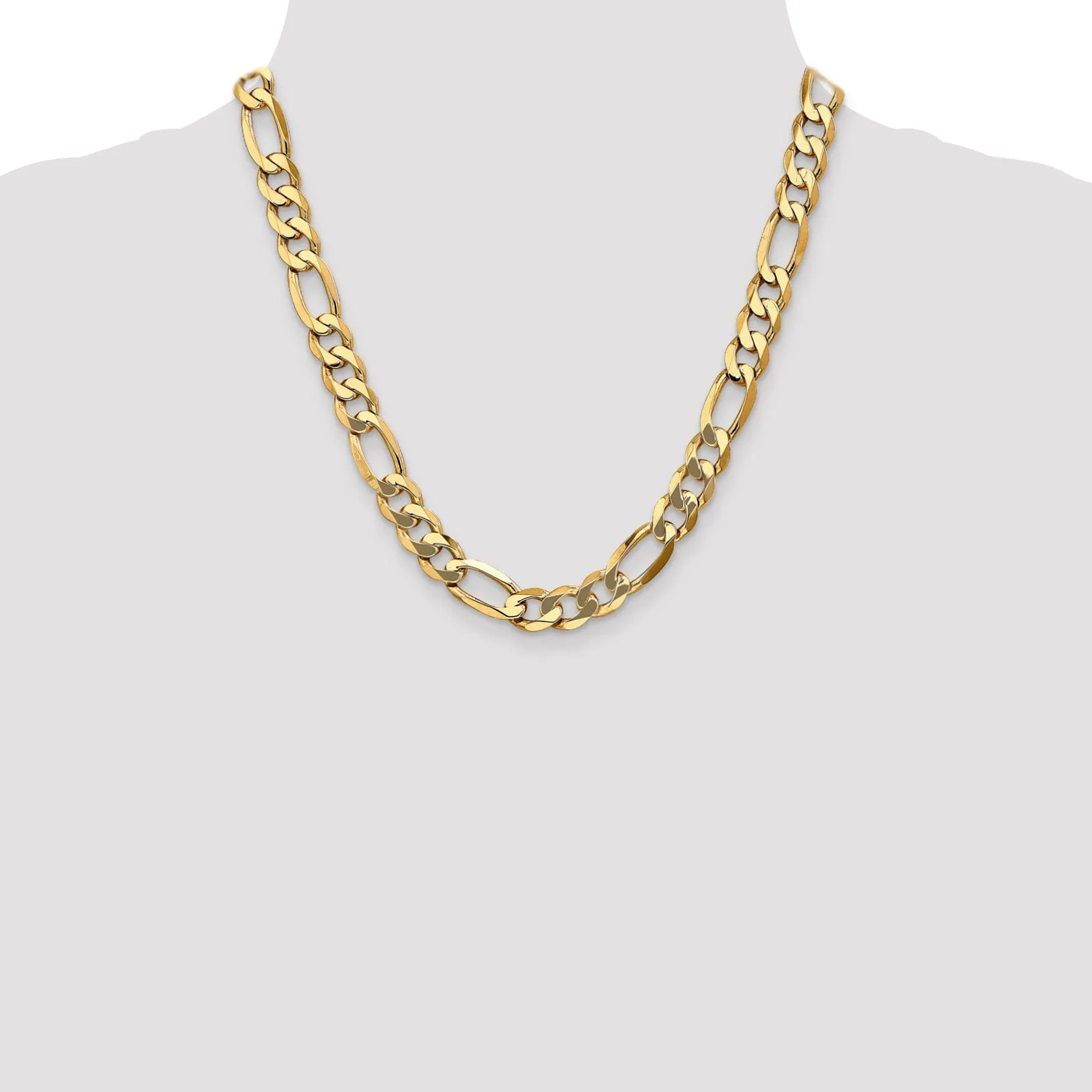 14k Yellow Gold 10mm Flat Figaro Chain
