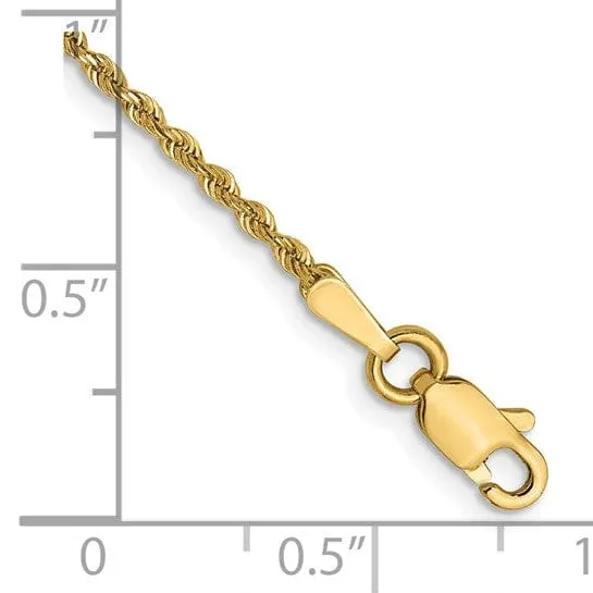 14k Yellow Gold 1.3mm D.C Rope Chain