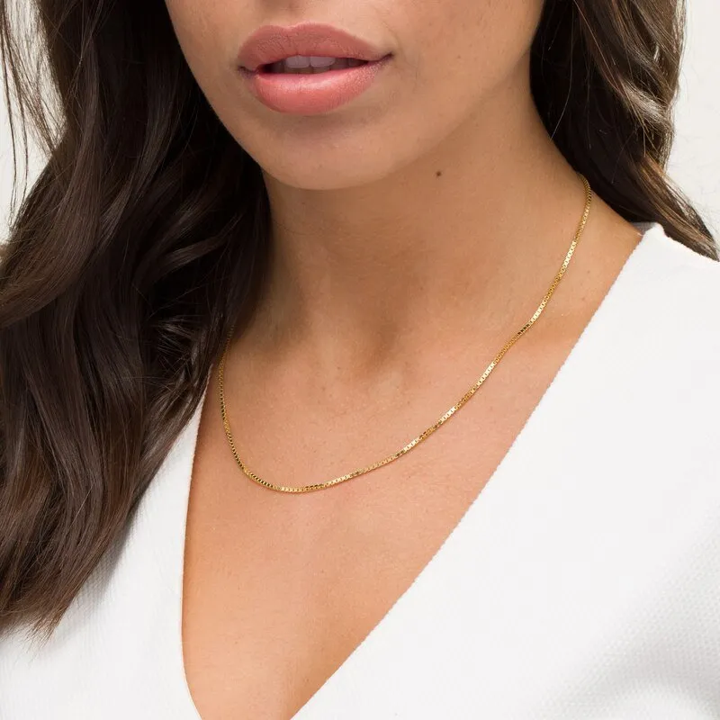 14K Yellow Gold 1.4mm Box Pendant Chain